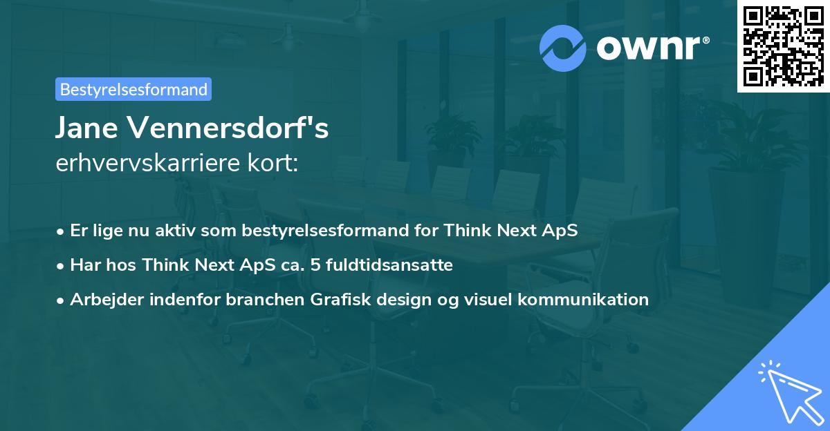 Jane Vennersdorf's erhvervskarriere kort