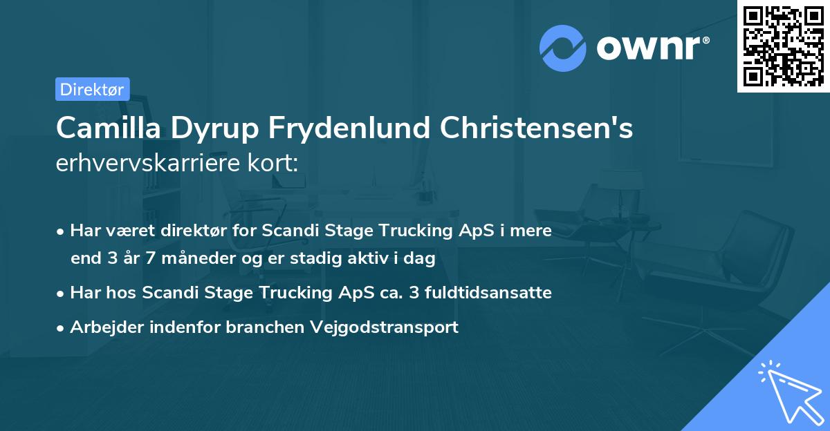 Camilla Dyrup Frydenlund Christensen's erhvervskarriere kort