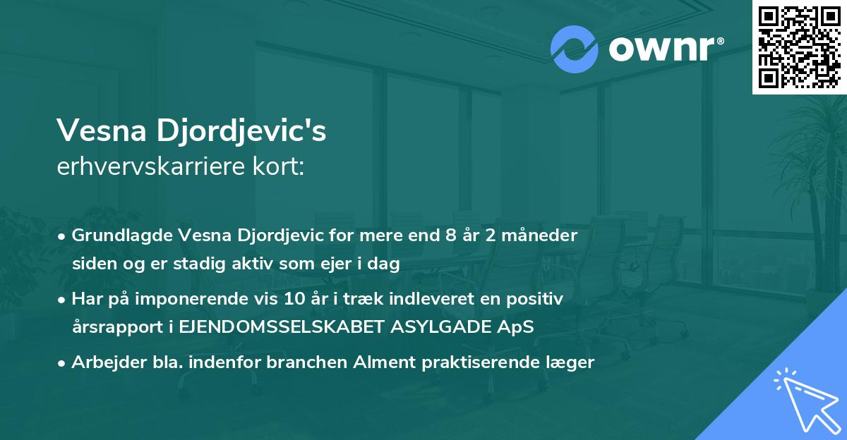 Vesna Djordjevic's erhvervskarriere kort