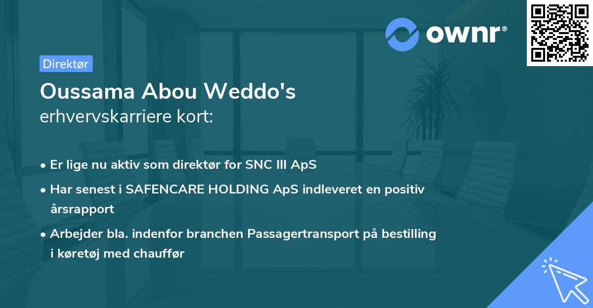 Oussama Abou Weddo's erhvervskarriere kort
