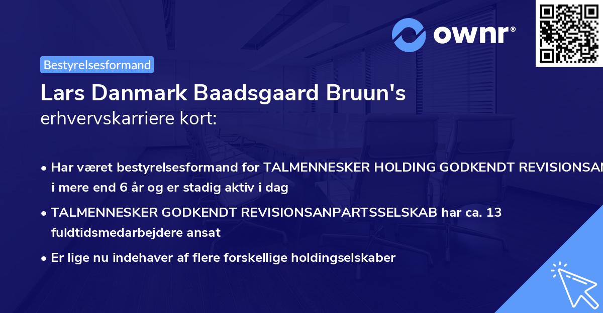 Lars Danmark Baadsgaard Bruun's erhvervskarriere kort