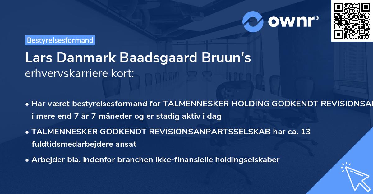 Lars Danmark Baadsgaard Bruun's erhvervskarriere kort