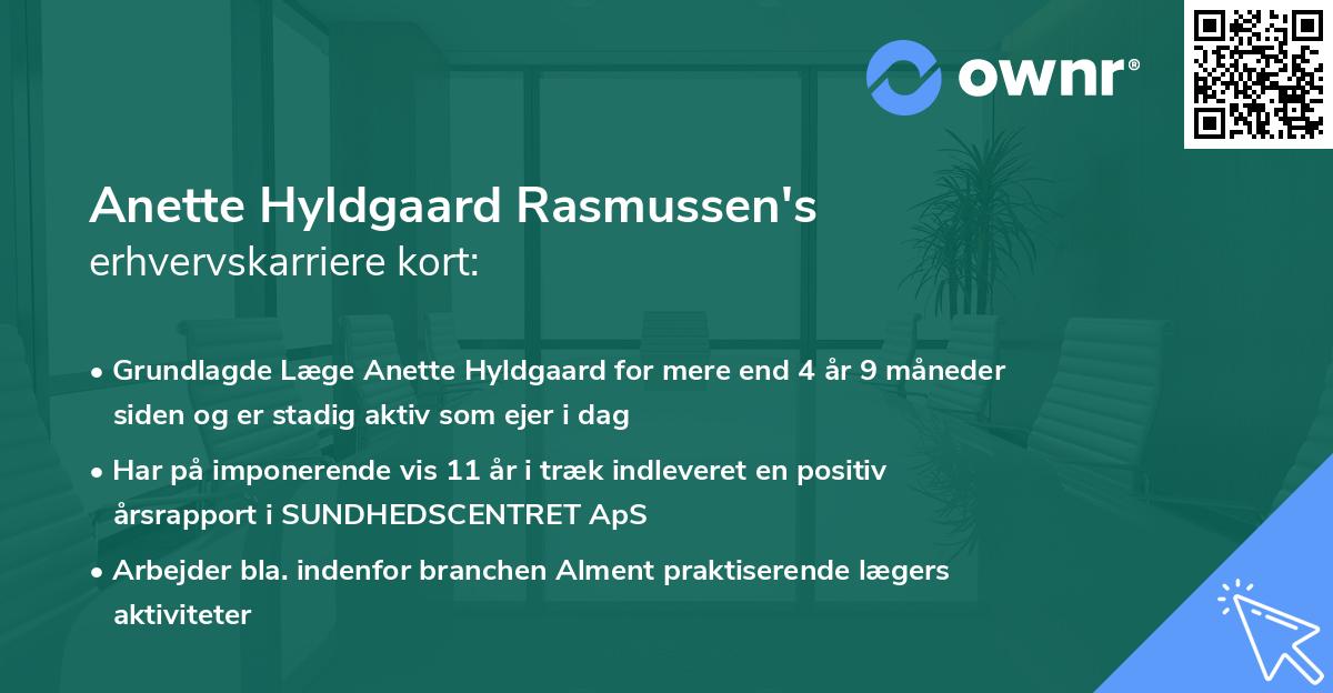 Anette Hyldgaard Rasmussen's erhvervskarriere kort