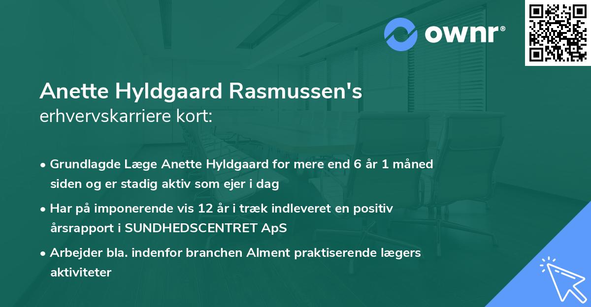 Anette Hyldgaard Rasmussen's erhvervskarriere kort