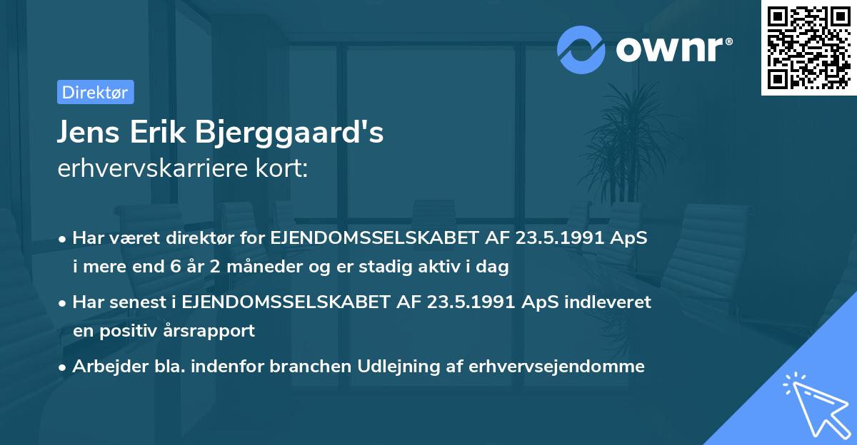 Jens Erik Bjerggaard's erhvervskarriere kort