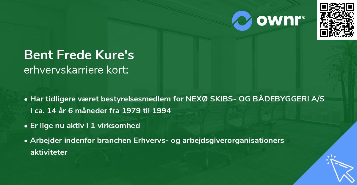 Bent Frede Kure's erhvervskarriere kort