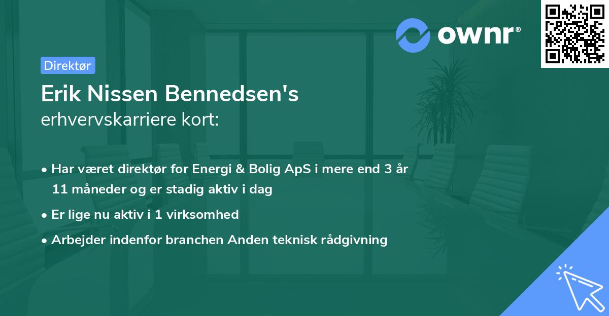 Erik Nissen Bennedsen's erhvervskarriere kort