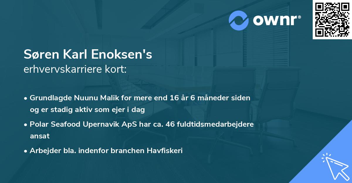 Søren Karl Enoksen's erhvervskarriere kort