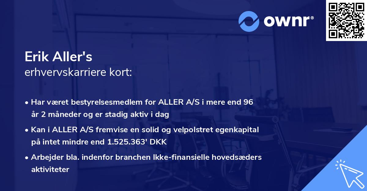 Erik Aller's erhvervskarriere kort