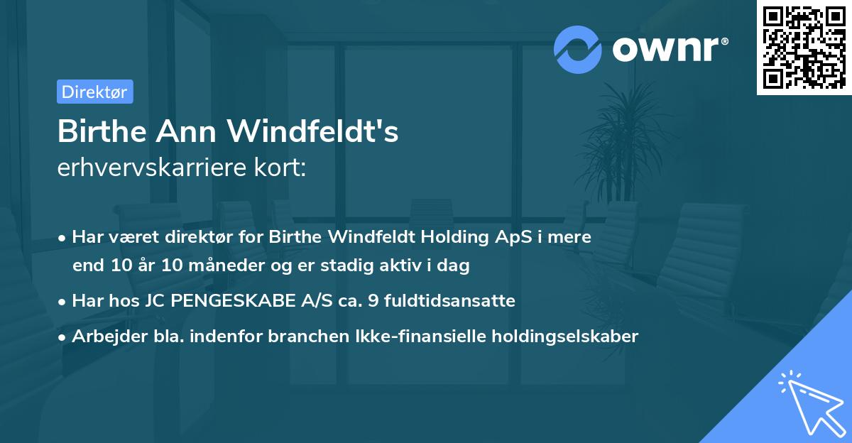 Birthe Ann Windfeldt's erhvervskarriere kort