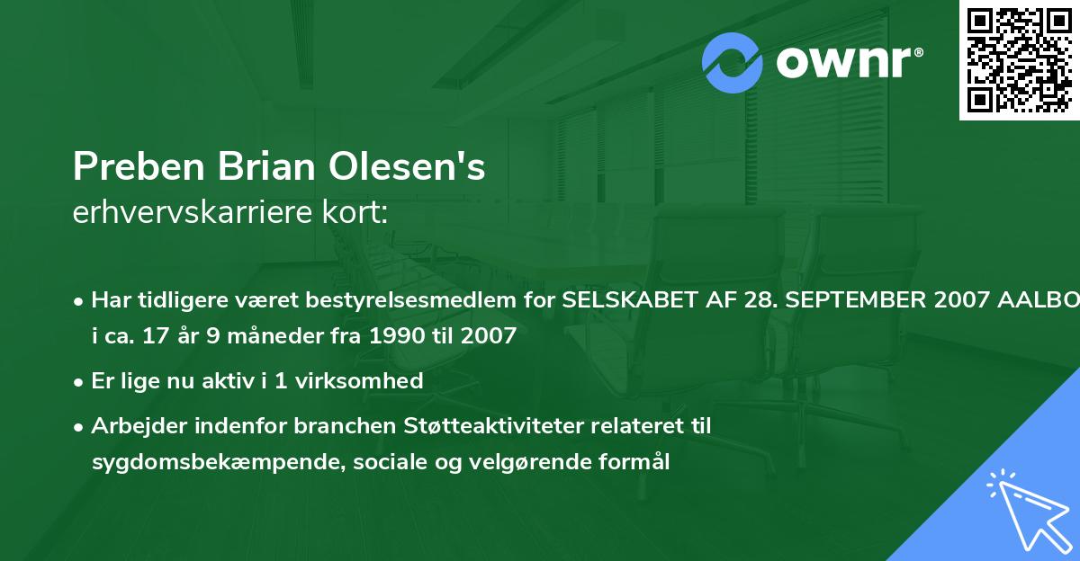 Preben Brian Olesen's erhvervskarriere kort