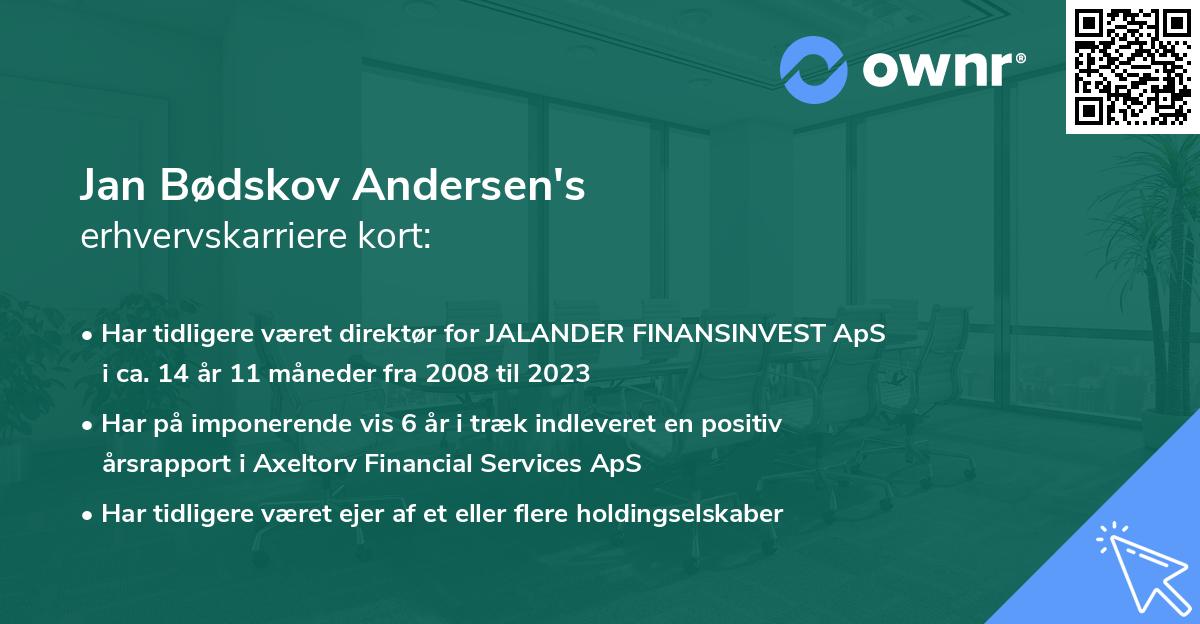 Jan Bødskov Andersen's erhvervskarriere kort