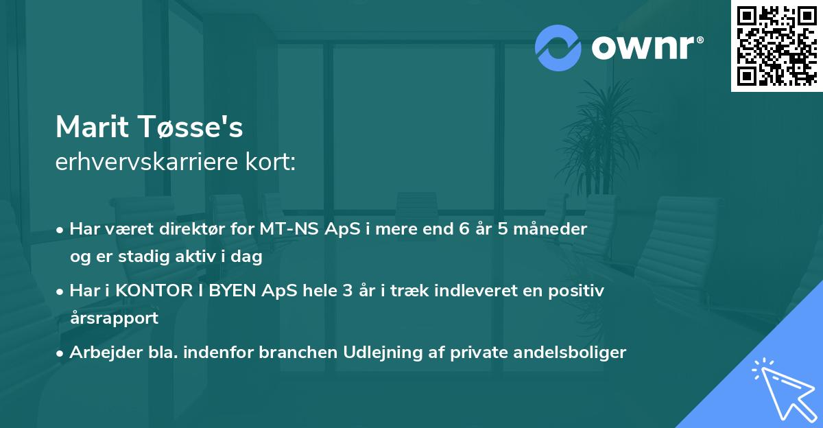 Marit Tøsse's erhvervskarriere kort