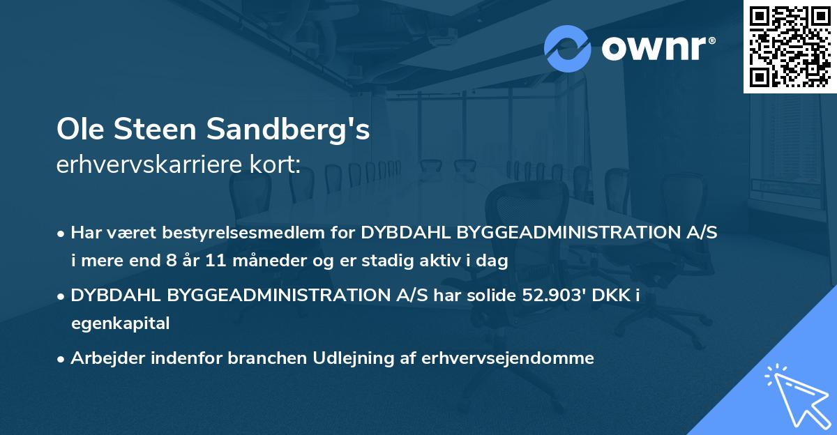 Ole Steen Sandberg's erhvervskarriere kort