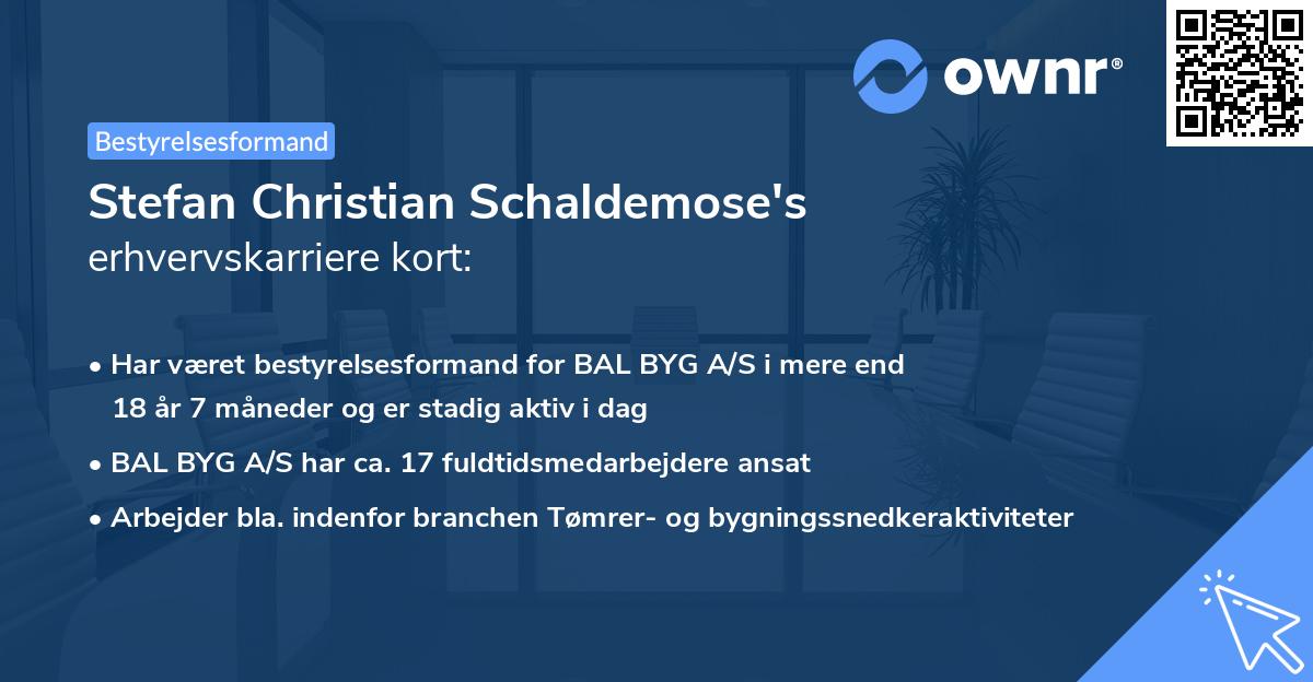 Stefan Christian Schaldemose's erhvervskarriere kort