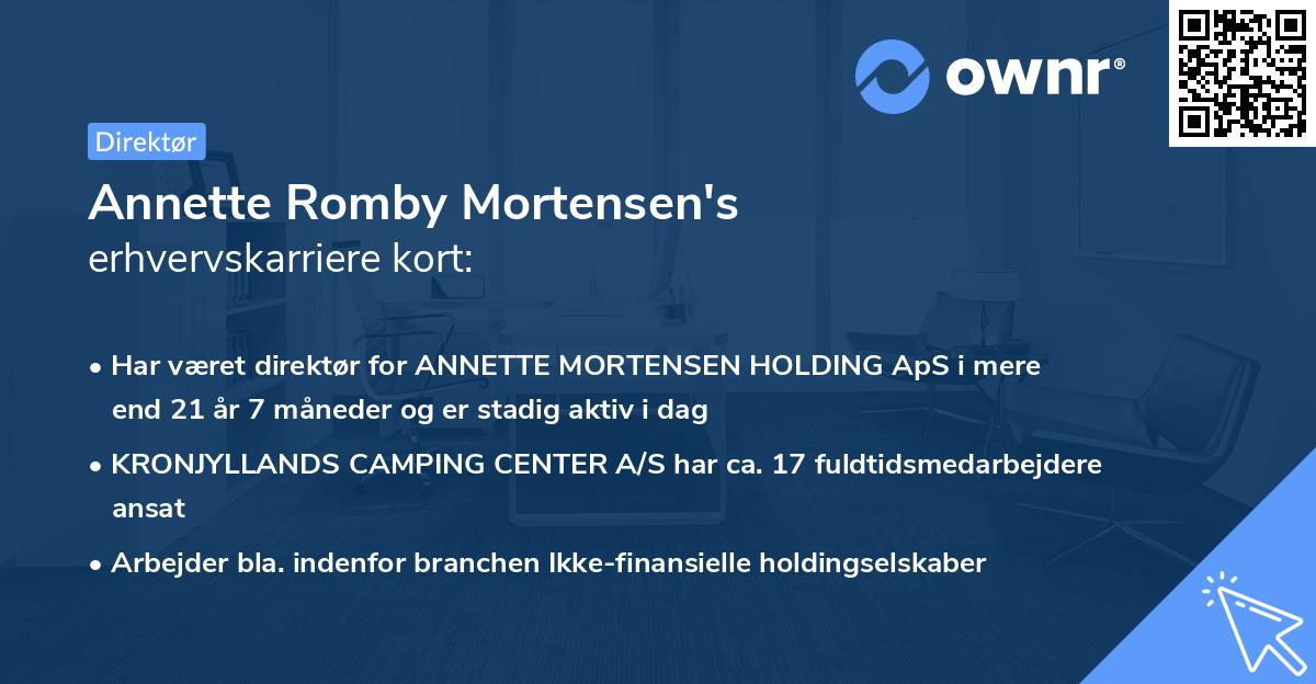 Annette Romby Mortensen's erhvervskarriere kort