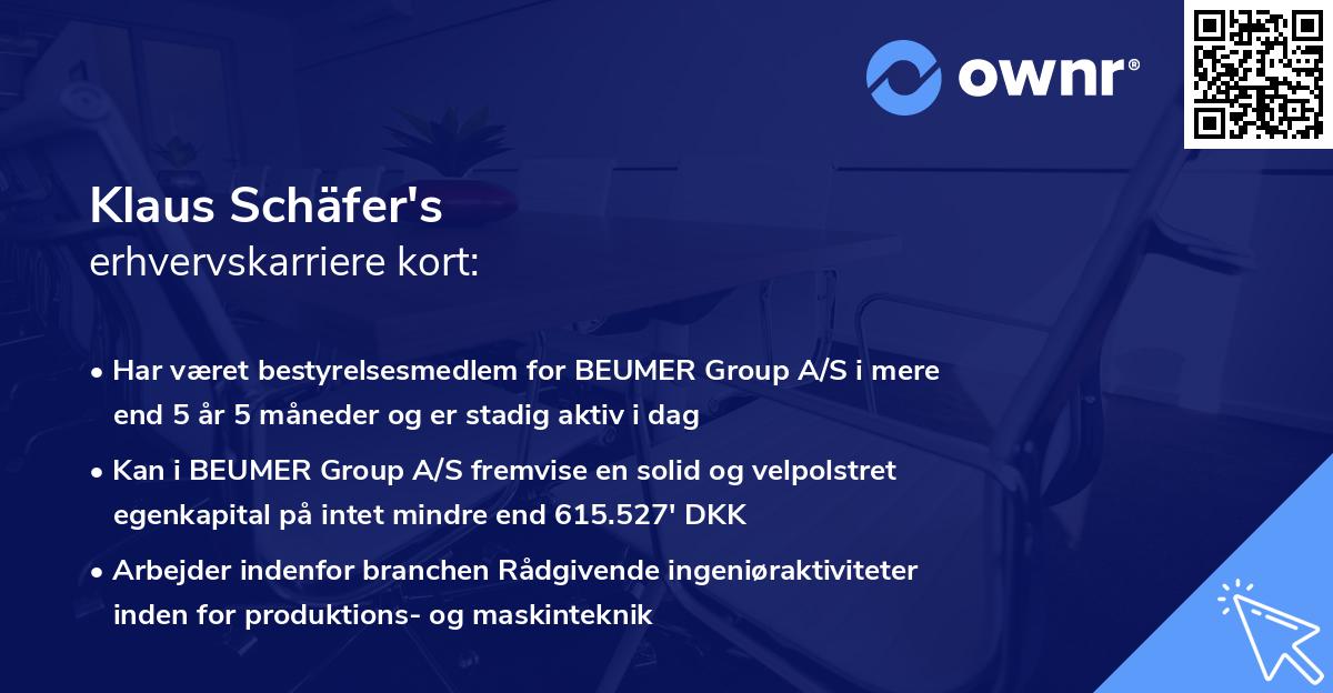 Klaus Schäfer's erhvervskarriere kort