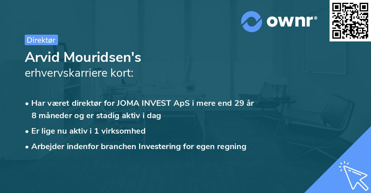 Arvid Mouridsen's erhvervskarriere kort