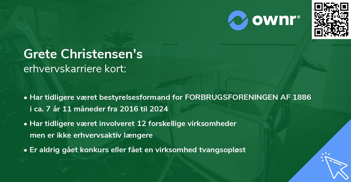 Grete Christensen's erhvervskarriere kort