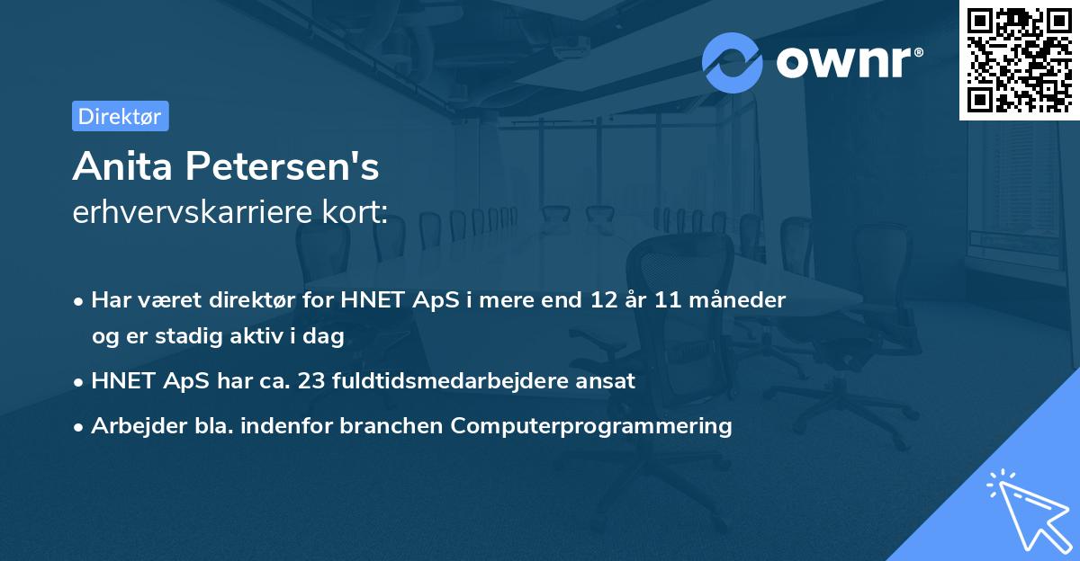 Anita Petersen's erhvervskarriere kort