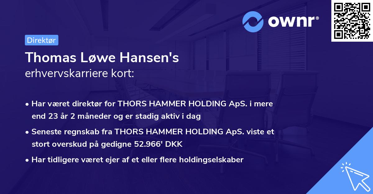 Thomas Løwe Hansen's erhvervskarriere kort