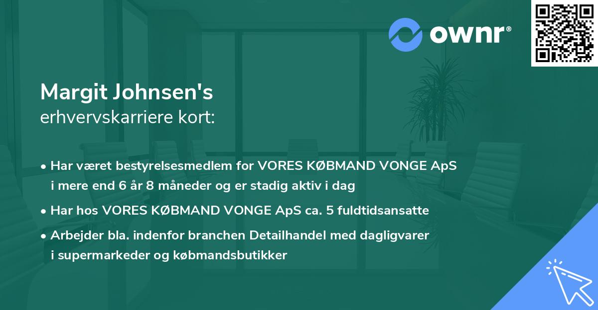 Margit Johnsen's erhvervskarriere kort