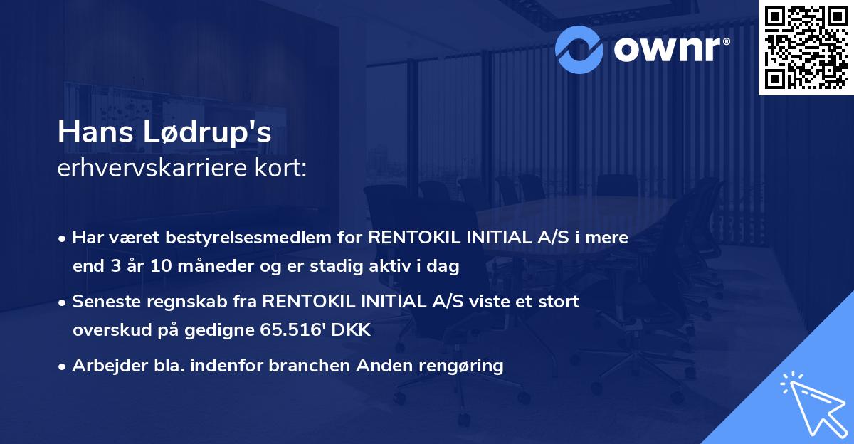 Hans Lødrup's erhvervskarriere kort