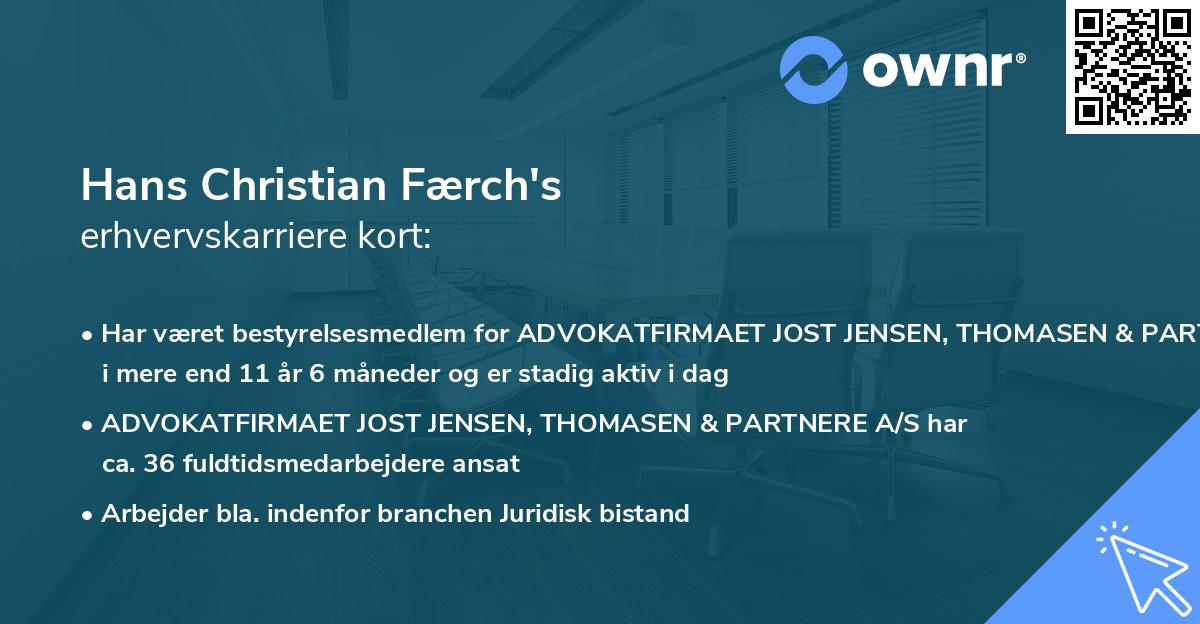 Hans Christian Færch's erhvervskarriere kort