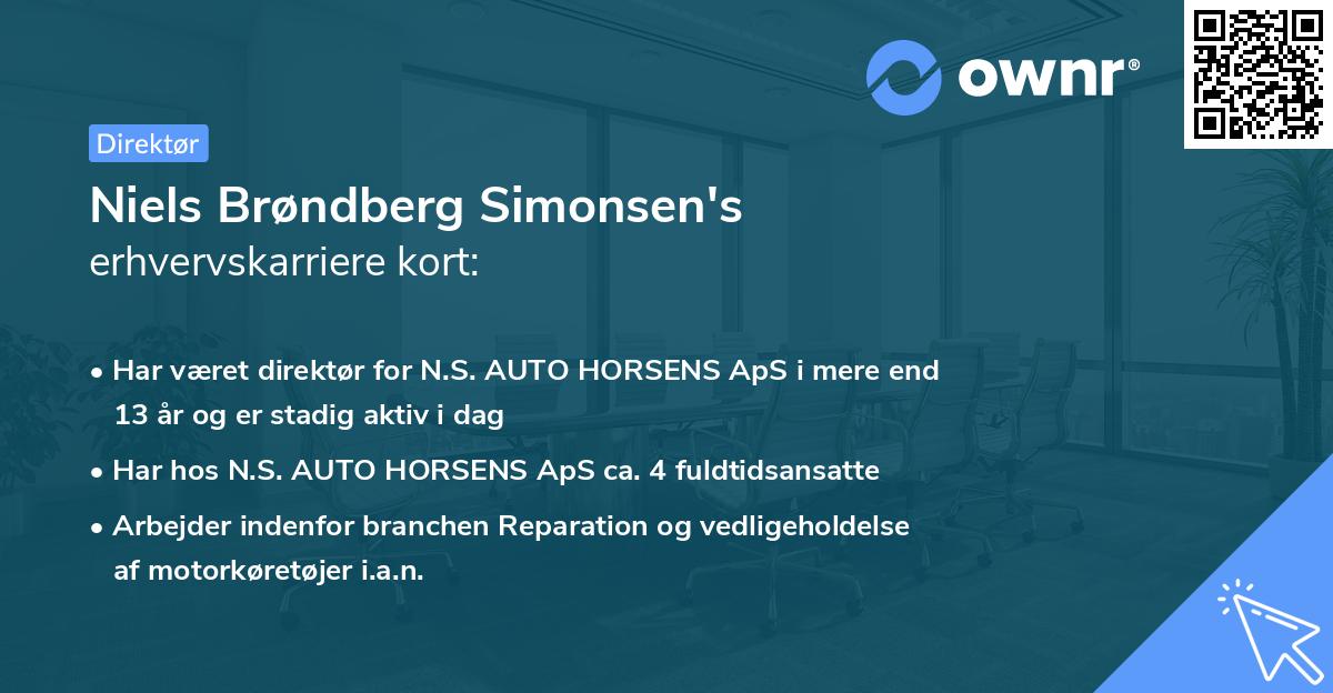 Niels Brøndberg Simonsen's erhvervskarriere kort