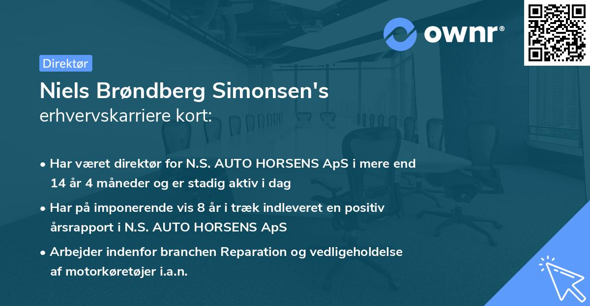 Niels Brøndberg Simonsen's erhvervskarriere kort