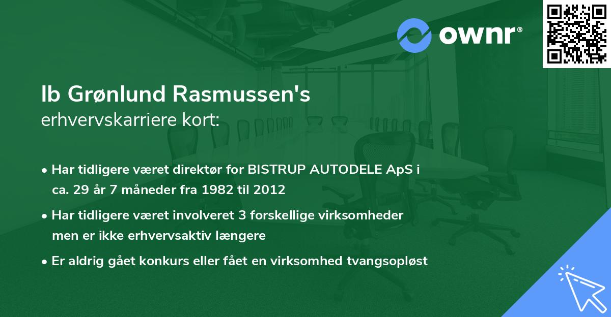 Ib Grønlund Rasmussen's erhvervskarriere kort
