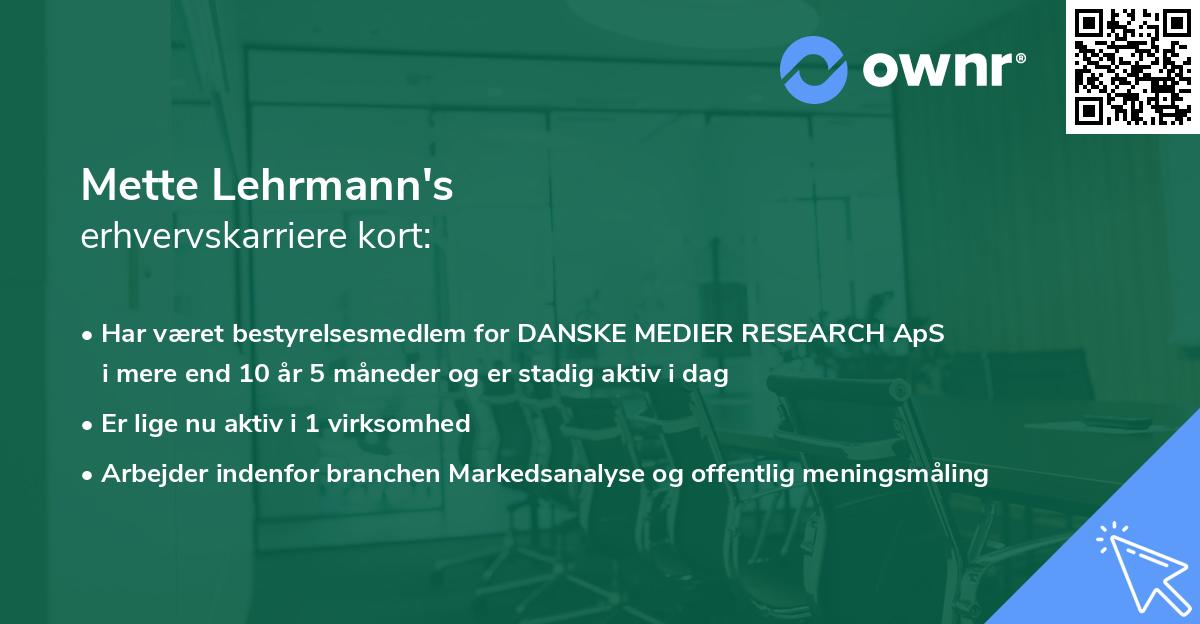 Mette Lehrmann's erhvervskarriere kort