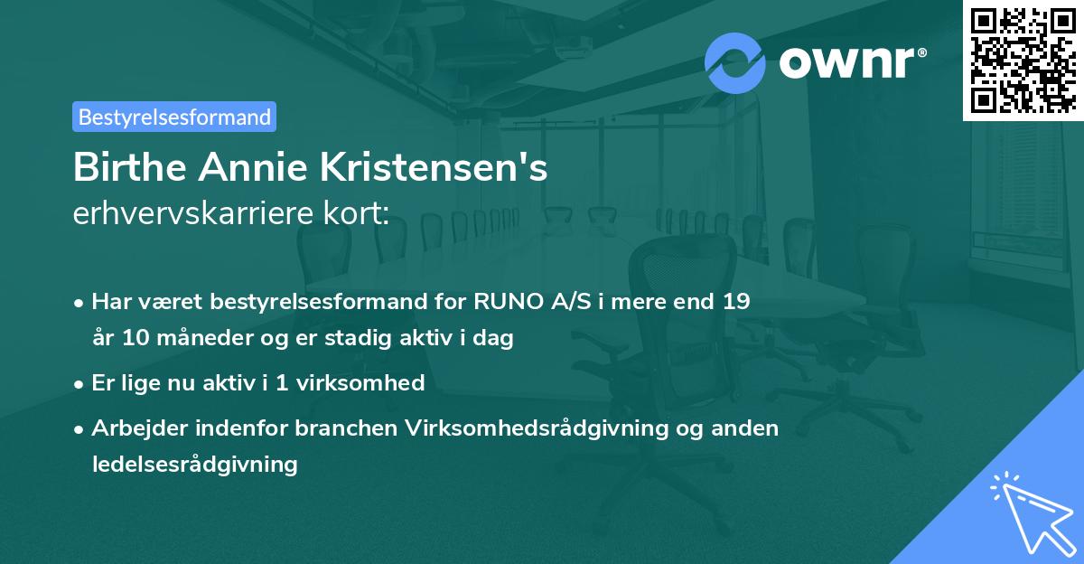 Birthe Annie Kristensen's erhvervskarriere kort