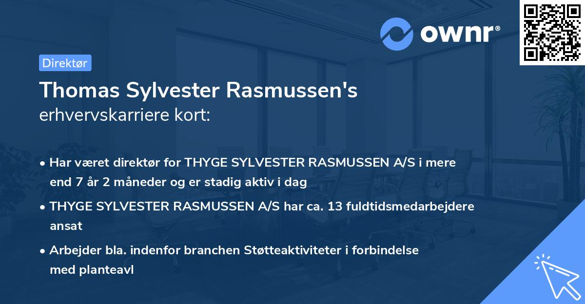 Thomas Sylvester Rasmussen's erhvervskarriere kort