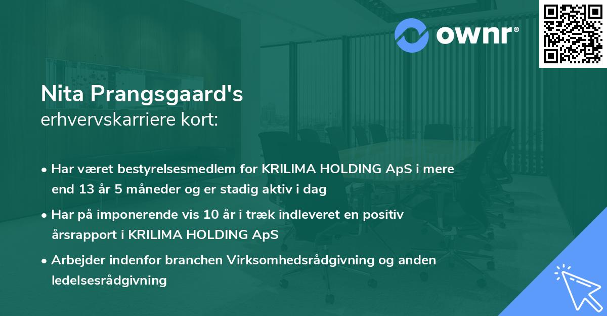 Nita Prangsgaard's erhvervskarriere kort