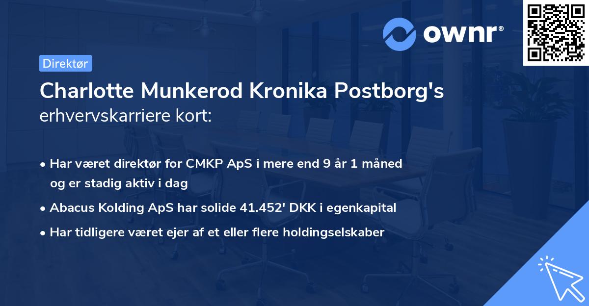 Charlotte Munkerod Kronika Postborg's erhvervskarriere kort