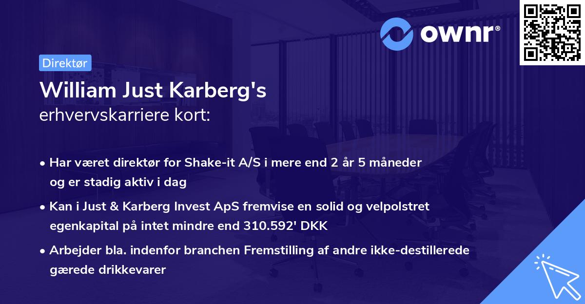 William Just Karberg's erhvervskarriere kort