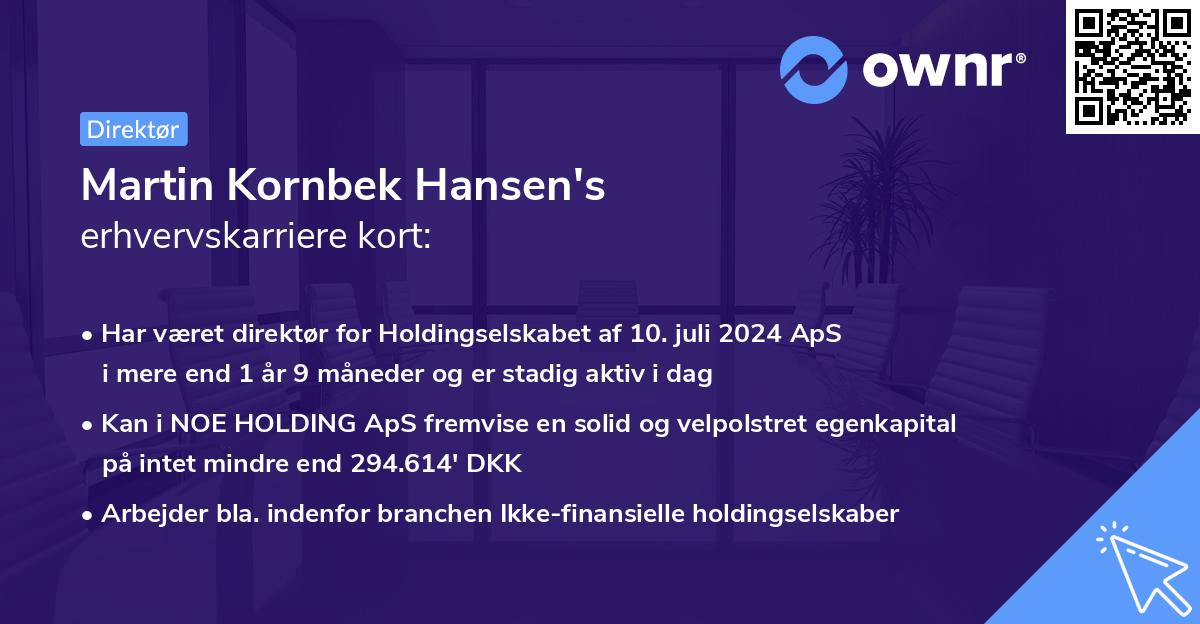Martin Kornbek Hansen's erhvervskarriere kort