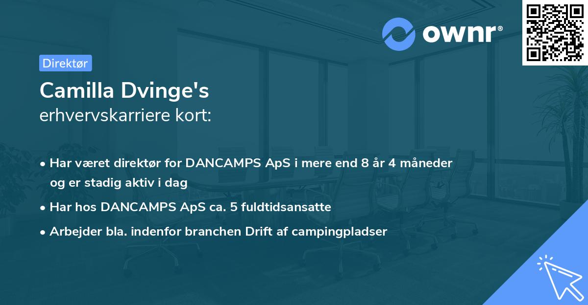 Camilla Dvinge's erhvervskarriere kort