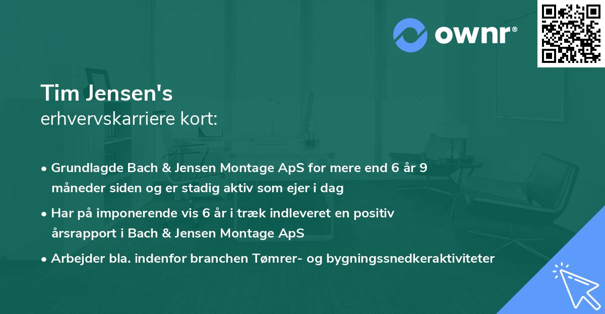 Tim Jensen's erhvervskarriere kort
