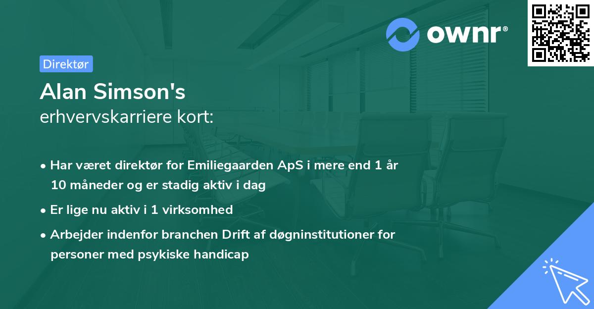 Alan Simson's erhvervskarriere kort