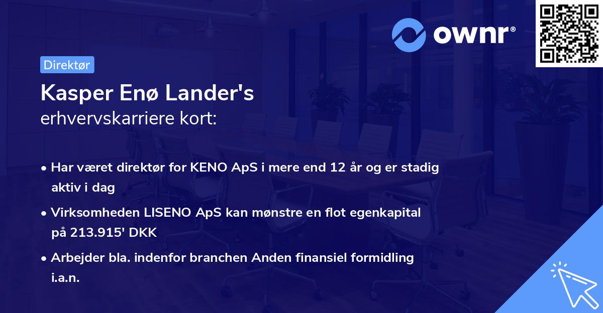 Kasper Enø Lander's erhvervskarriere kort