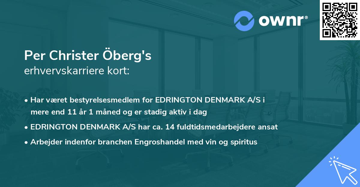 Per Christer Öberg's erhvervskarriere kort