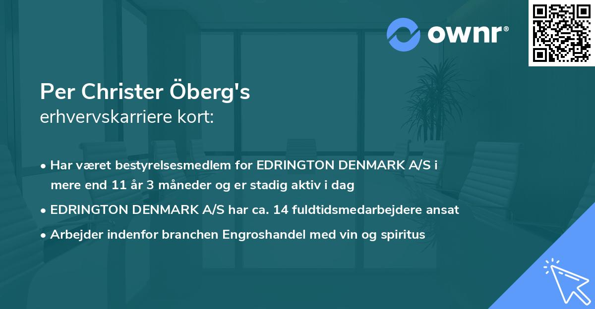 Per Christer Öberg's erhvervskarriere kort