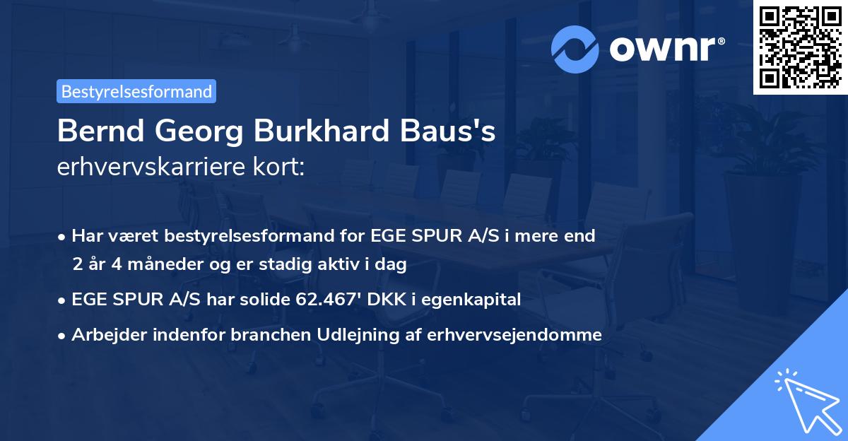 Bernd Georg Burkhard Baus's erhvervskarriere kort