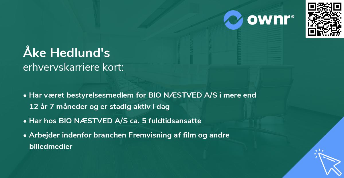 Åke Hedlund's erhvervskarriere kort
