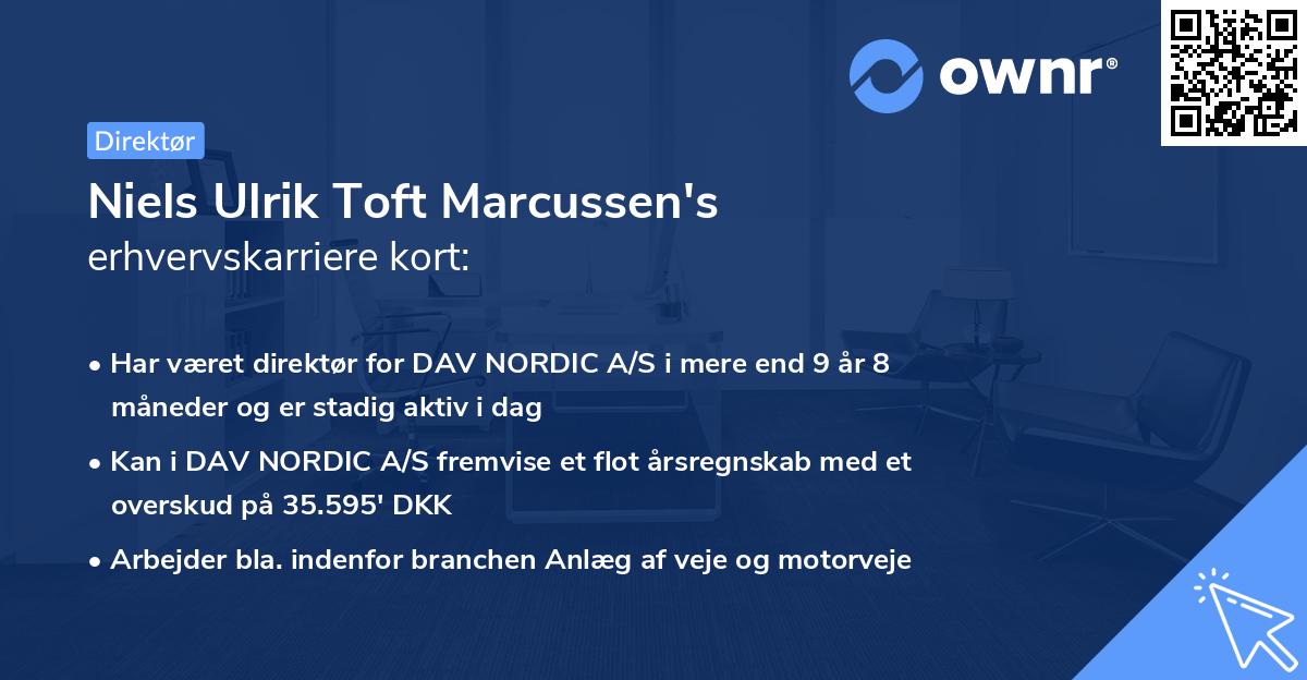 Niels Ulrik Toft Marcussen's erhvervskarriere kort