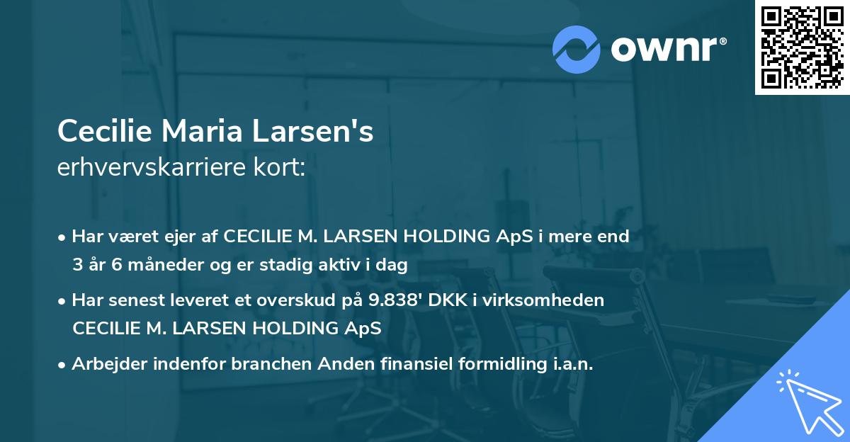 Cecilie Maria Larsen's erhvervskarriere kort