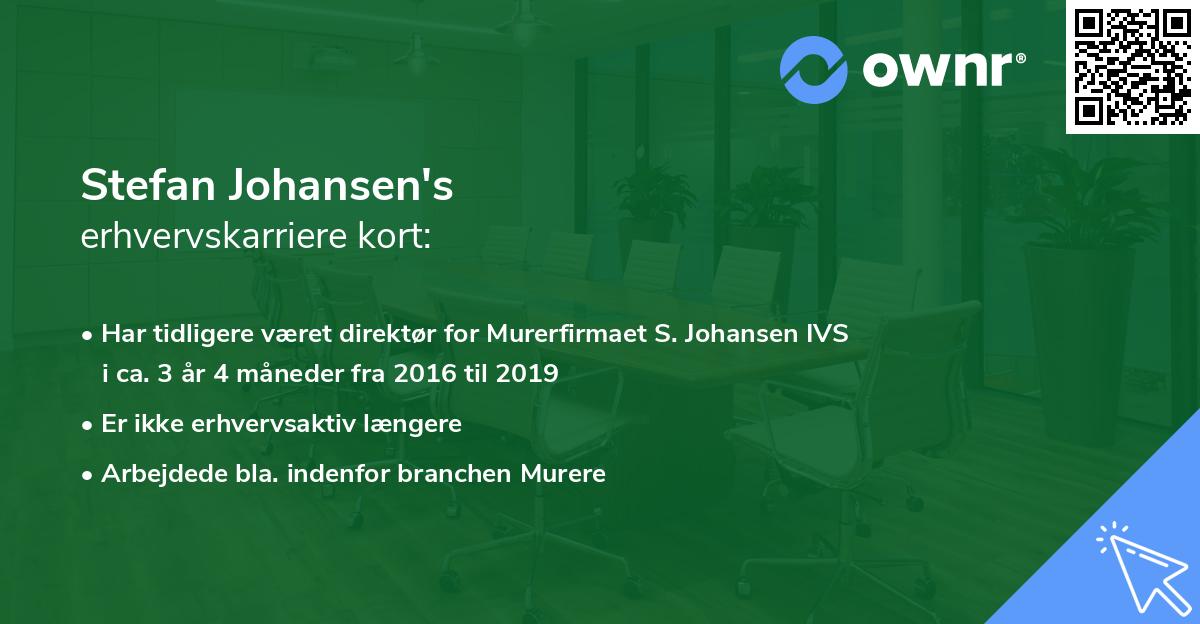Stefan Johansen's erhvervskarriere kort