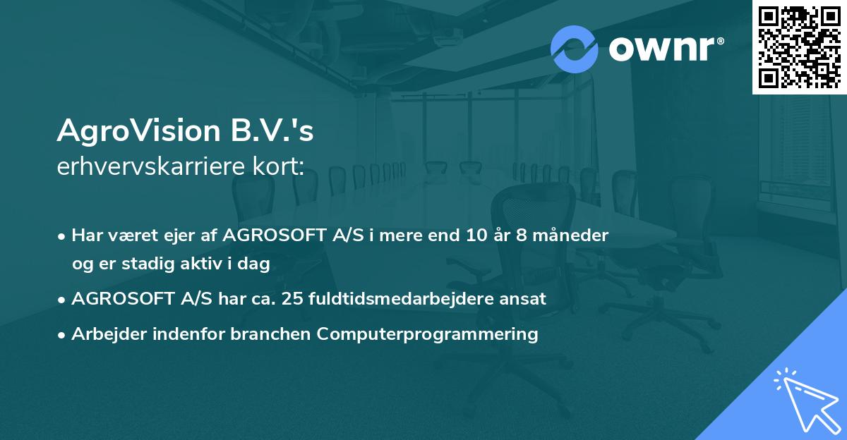 AgroVision B.V.'s erhvervskarriere kort